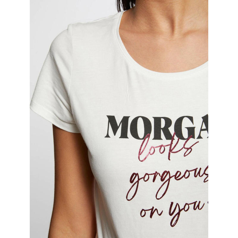 T-shirt message looks blanc femme - Morgan | wimod