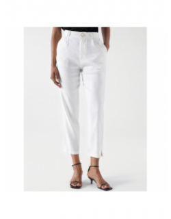 Pantalon fluide en lin blanc femme - Salsa