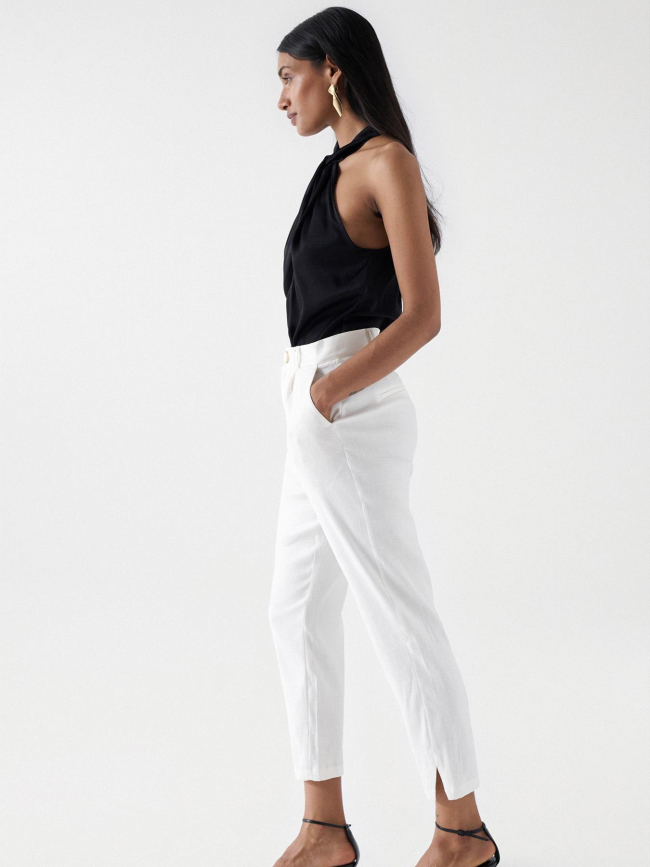 Pantalon fluide en lin blanc femme - Salsa