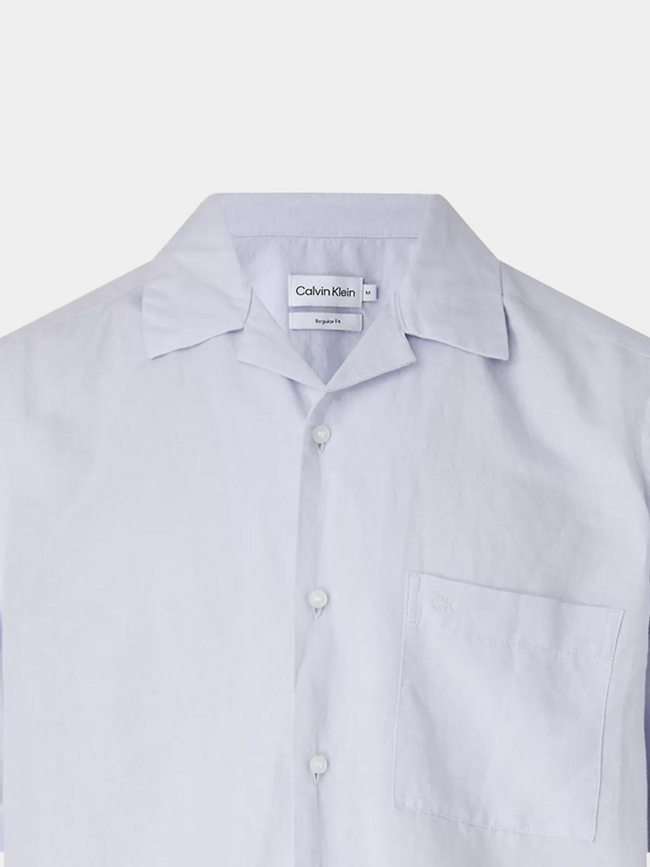 Chemise en lin cuban bleu clair homme - Calvin Klein