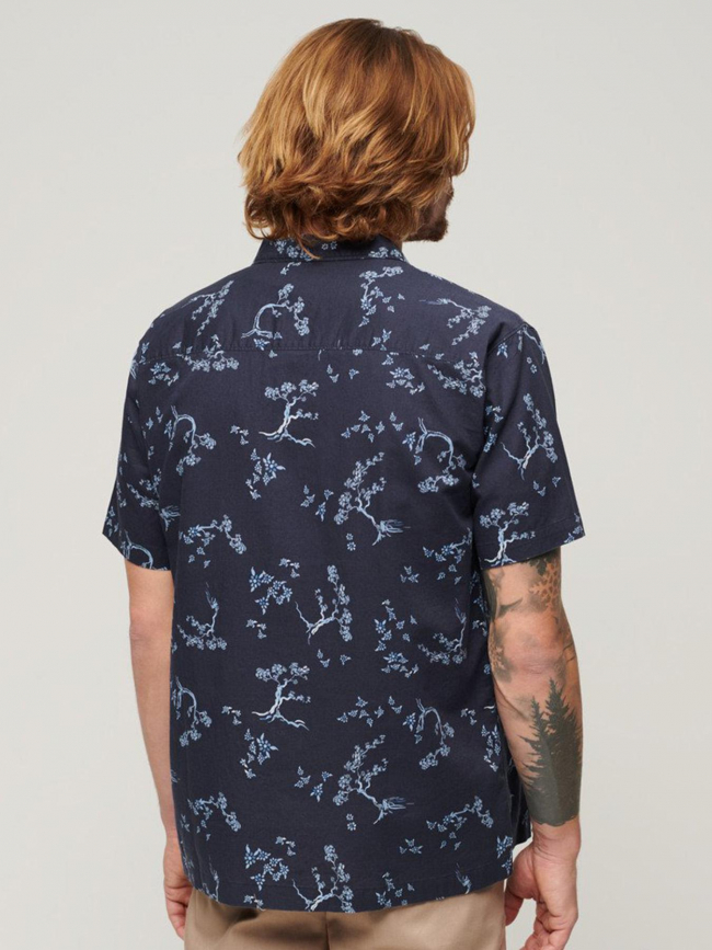 Chemise manches courtes beach shirt fleur indigo homme -  Superdry