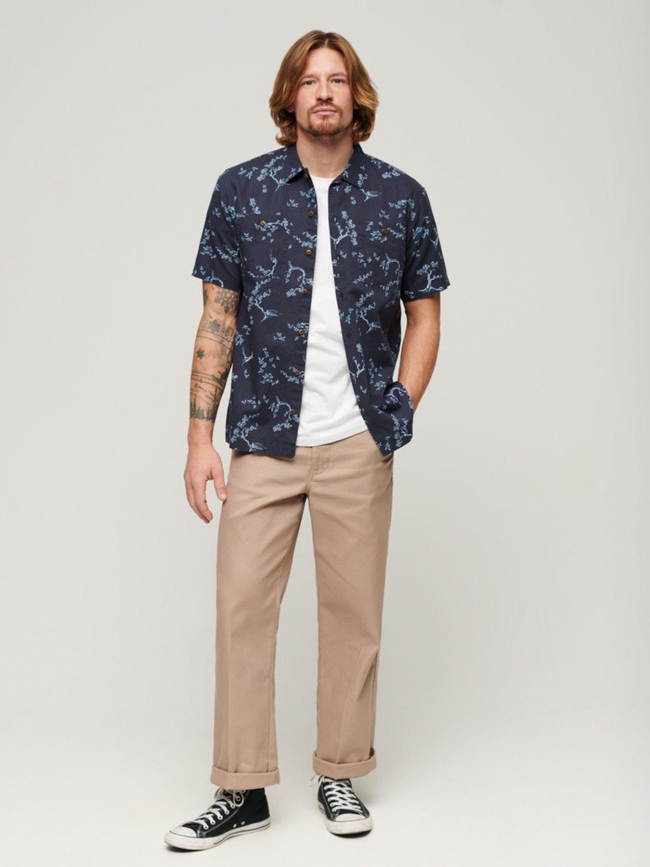 Chemise manches courtes beach shirt fleur indigo homme -  Superdry