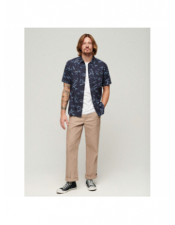 Chemise manches courtes beach shirt fleur indigo homme -  Superdry