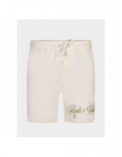 Short jogging logo brodé uni beige homme - Project X Paris