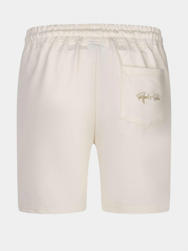 Short jogging logo brodé uni beige homme - Project X Paris