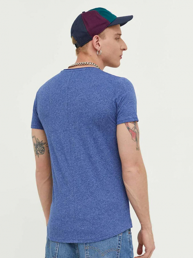 T-shirt slim jaspe chiné bleu homme - Tommy Jeans