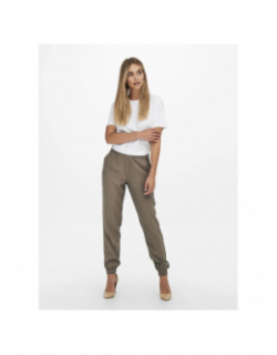 Pantalon fluide bas resséré kelda marron femme - Only