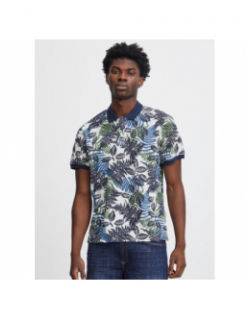 Polo manches courtes imprimé floral blanc bleu homme - Blend