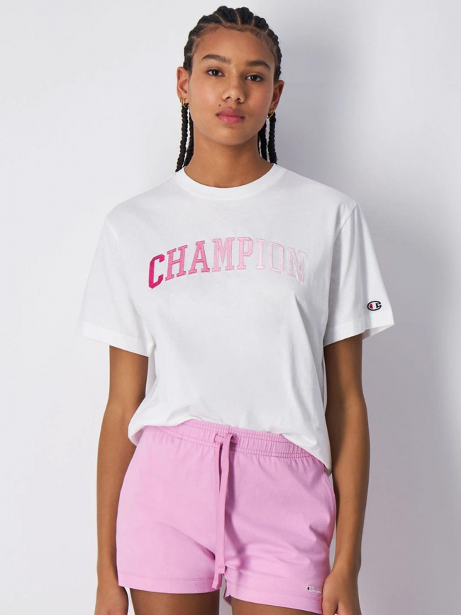 T shirt crewneck logo degrade blanc femme Champion wimod