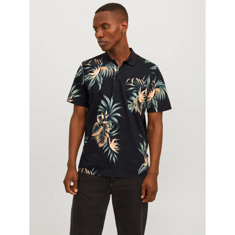 Polo manches courtes floral noir homme - Jack & Jones