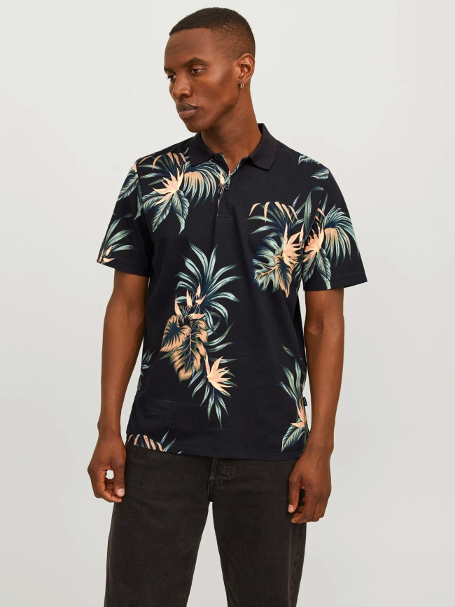 Polo manches courtes floral noir homme - Jack & Jones