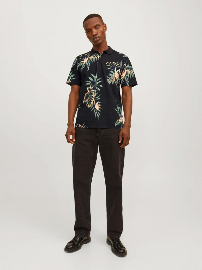 Polo manches courtes floral noir homme - Jack & Jones