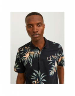 Polo manches courtes floral noir homme - Jack & Jones