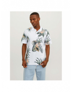 Polo manches courtes floral blanc homme - Jack & Jones