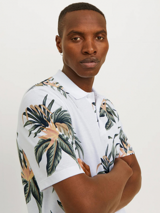 Polo manches courtes floral blanc homme - Jack & Jones