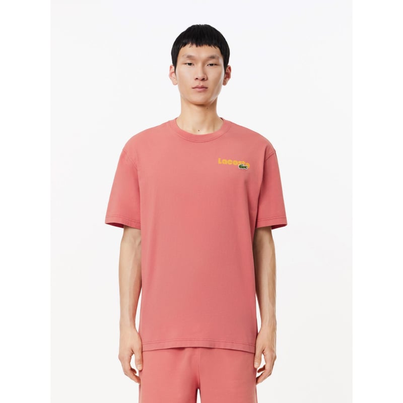 T-shirt logo brodé dos imprimé vieux rose homme - Lacoste