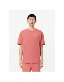 T-shirt logo brodé dos imprimé vieux rose homme - Lacoste