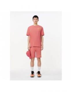 T-shirt logo brodé dos imprimé vieux rose homme - Lacoste