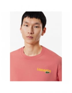 T-shirt logo brodé dos imprimé vieux rose homme - Lacoste