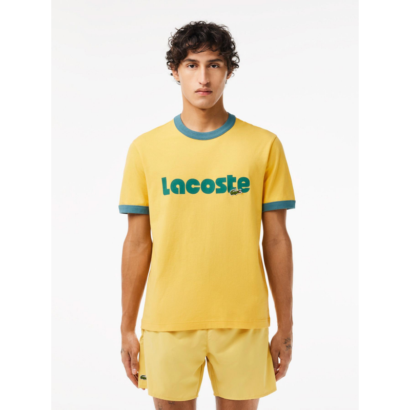 T-shirt imprimé logo vert jaune homme - Lacoste