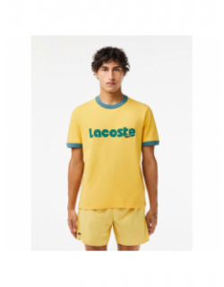 T-shirt imprimé logo vert jaune homme - Lacoste