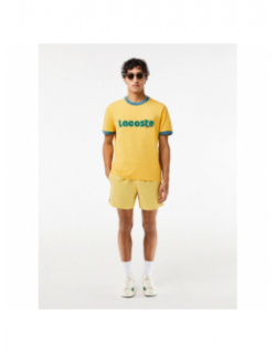 T-shirt imprimé logo vert jaune homme - Lacoste