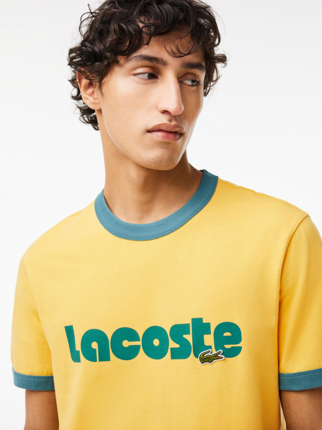 T shirt imprime logo vert jaune homme Lacoste wimod