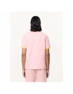 T-shirt imprimé logo jaune rose homme - Lacoste