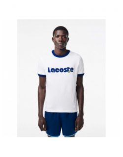 T-shirt imprimé logo bleu blanc homme - Lacoste