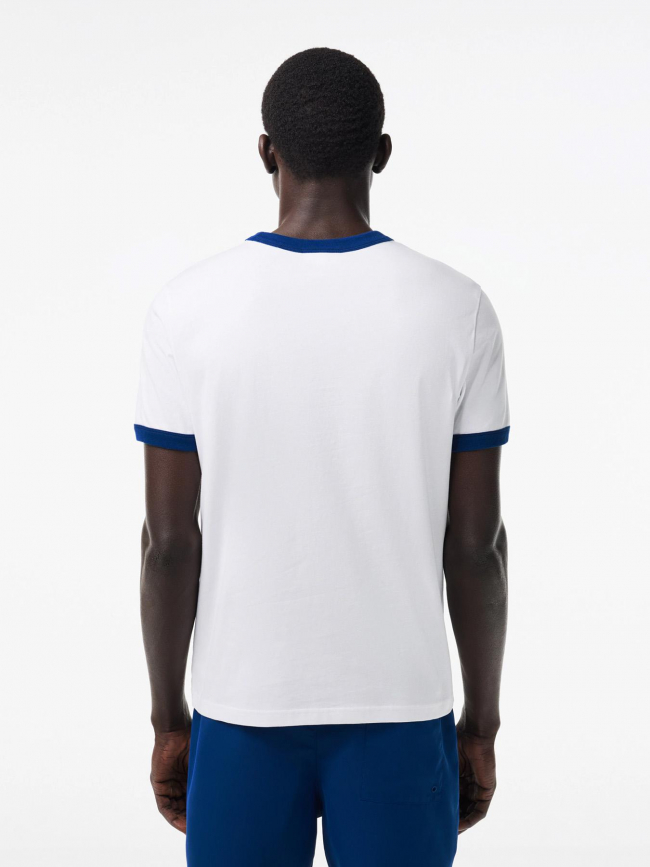 T-shirt imprimé logo bleu blanc homme - Lacoste