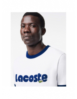 T-shirt imprimé logo bleu blanc homme - Lacoste