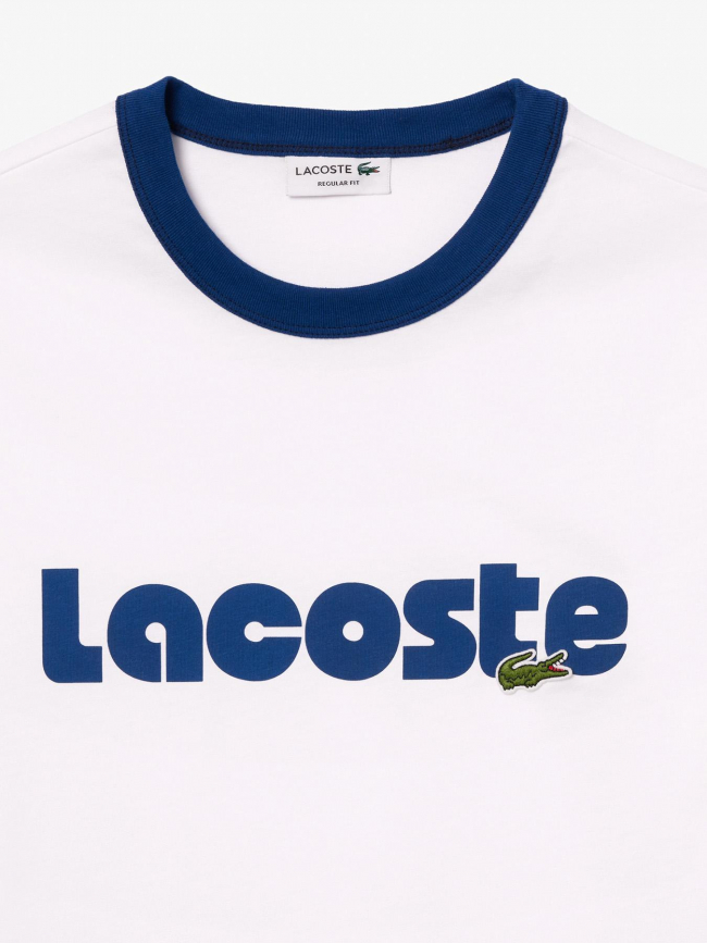 T-shirt imprimé logo bleu blanc homme - Lacoste