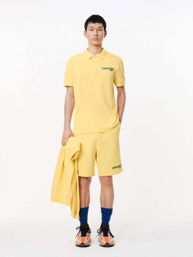 Polo col bord cotes ma jaune homme - Lacoste