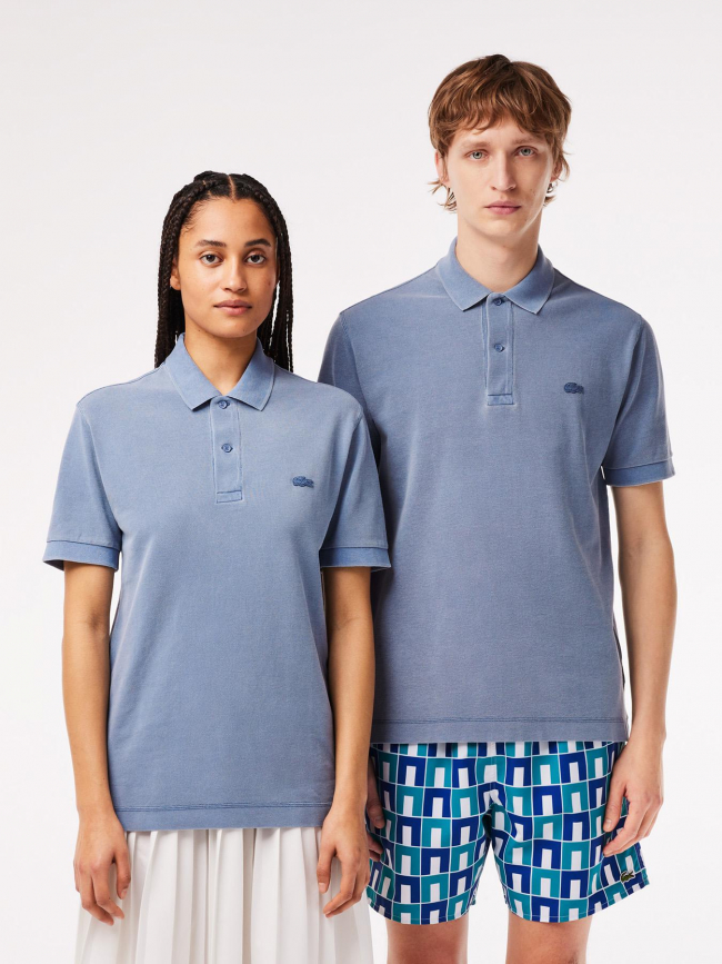 Polo col bord cotes ma bleu vieillit homme - Lacoste