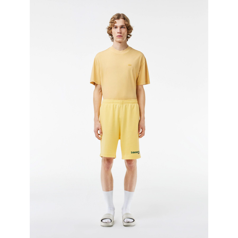 Short uni logo brodé jaune homme - Lacoste