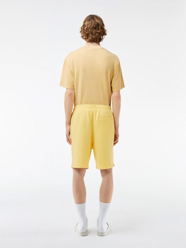 Short uni logo brodé jaune homme - Lacoste