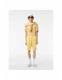 Short uni logo brodé jaune homme - Lacoste