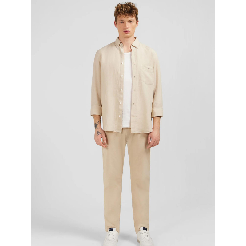 Chemise unie en lin beige homme - Eden Park