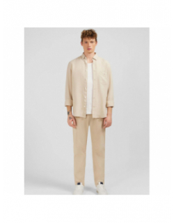 Chemise unie en lin beige homme - Eden Park