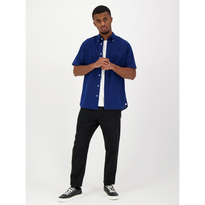 Chemise manches courtes fake solid bleu homme - Tommy Hilfiger