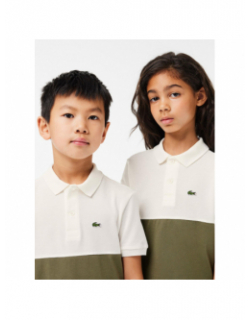 Polo manches courtes bicolore kaki crème enfant - Lacoste