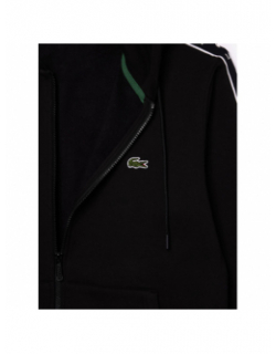 Sweat à capuche zippé logo manches noir homme - Lacoste