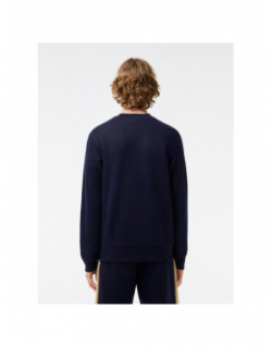 Sweatshirt logo brodé bicolore bleu marine homme - Lacoste