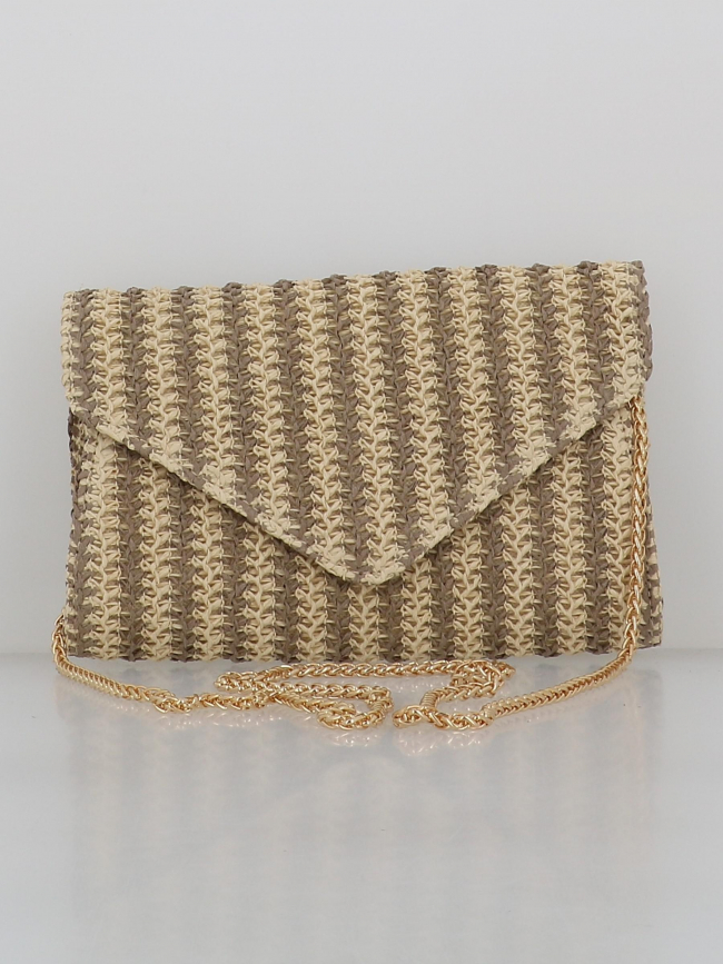 Pochette convertible bandoulière beige naturel femme - Pieces