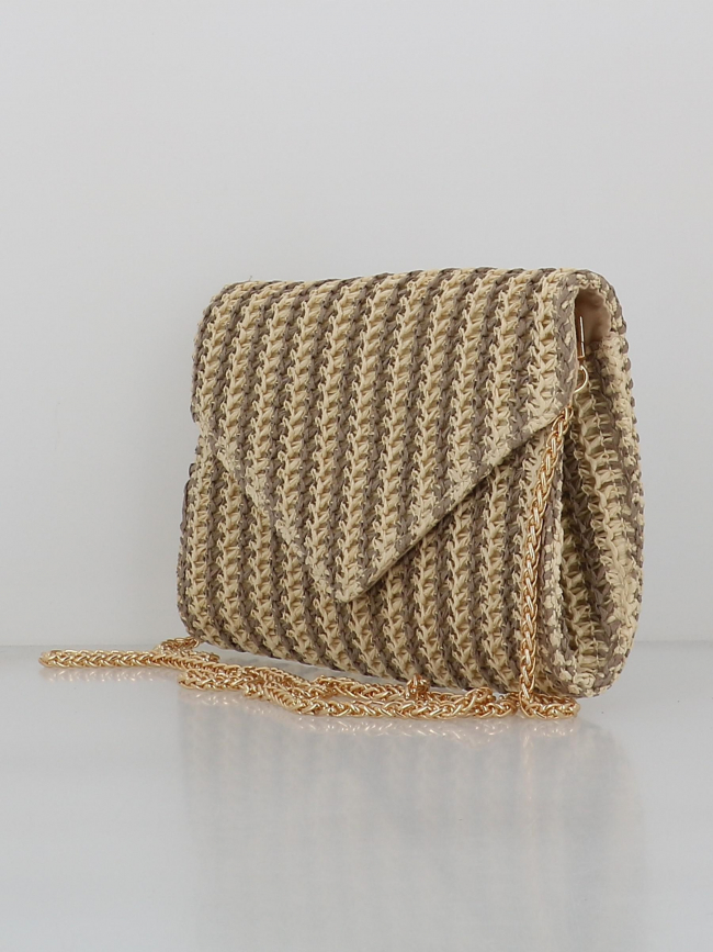 Pochette convertible bandoulière beige naturel femme - Pieces