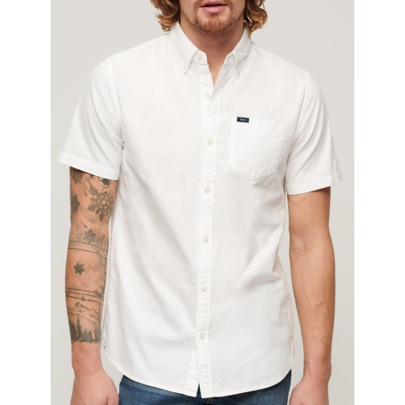 Chemise manches courtes oxford blanc homme - Superdry