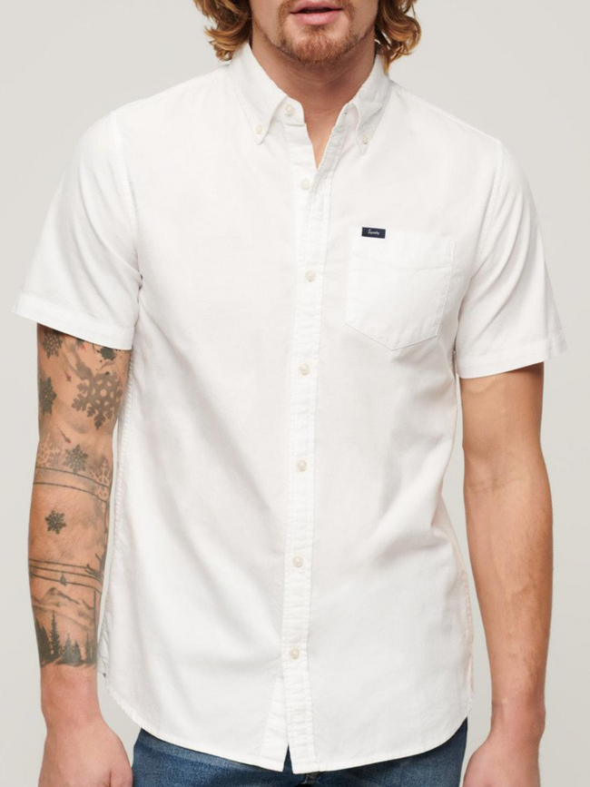 Chemise manches courtes oxford blanc homme - Superdry