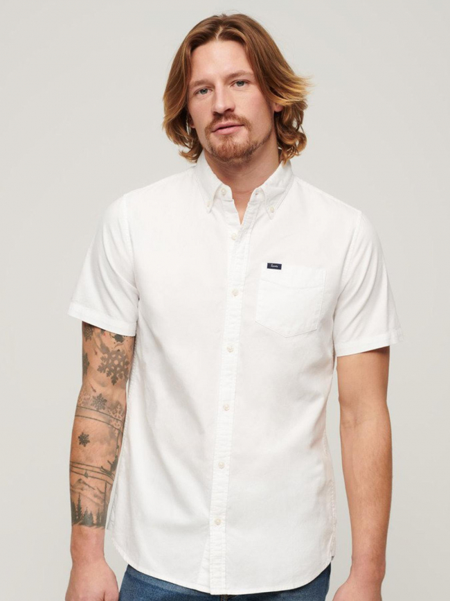 Chemise manches courtes oxford blanc homme - Superdry