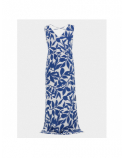 Robe longue fendue easy joy bleu blanc femme - Vero Moda