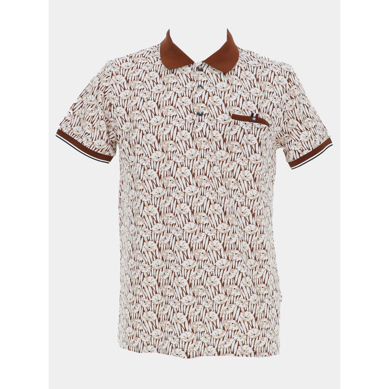 Polo imprimé groove marron blanc homme - Benson & Cherry